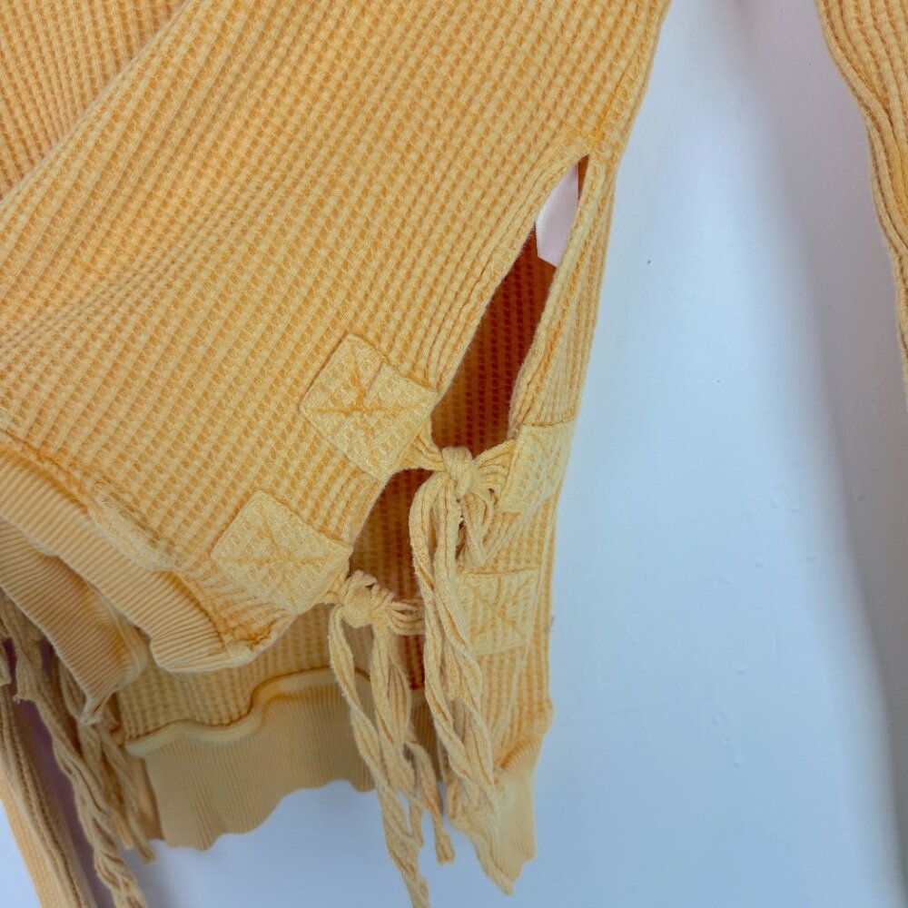 Free People Interlaken Cropped Thermal Waffle Knit Long Sleeve Top Size Small S - Picture 5 of 11